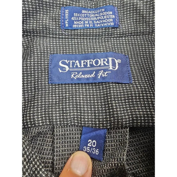 Stafford Relaxed Fit Size 20 35-36 Men's Charcoal Black Button Down Long Sleeve - Picture 4 of 10